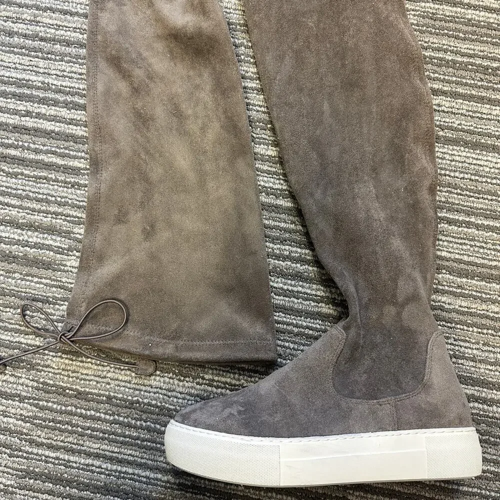J/Slides Petra Over-the-Knee Sneaker Boots Gray‎ Faux Suede Fall Autumn Casual